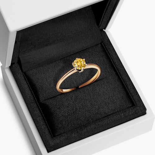 Pierścionek zaręczynowy The Journey: złoty, żółty szafir